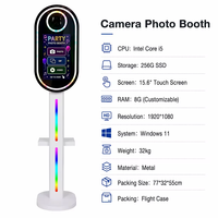 Cabina de Fotos con Espejo Mágico Ovalado, Compatible con Cámara e Impresora, Marco LED, Pantalla Táctil, Espejo para Selfies