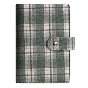 Nouvelle pochette A6 en toile à carreaux et cuir PU, imperméable, style macaron, avec 6 anneaux, pour agenda, carnet de notes et classeur de budget - Product Image 6