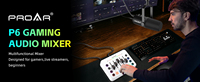 Carte son professionnelle P6 portable en ABS avec câble, console audio live à réduction de bruit cardioïde, microphone USB RGB