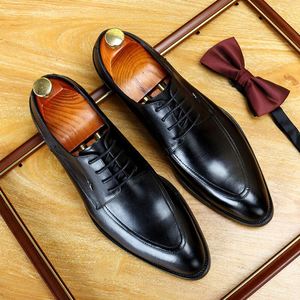 Luxury New Men's Genuine Leather Waterproof Shoes Handmade Custom Lace up Round <b>Toe</b> Formal Business Autumn High Quality - Product Image 6