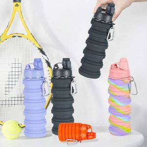 500ML Portable Kids Outdoor Travel Sports Gym Customized Silicone Folding Drinking Cup Insulated Collapsible Hot Water <b>Bottle</b> - Product Image 2