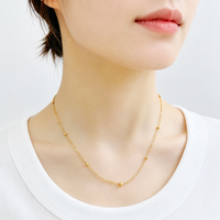 Élégant ensemble collier et bracelet en or massif 18 carats avec perles à coupe diamant et maillons trombone pour femme, idéal pour le quotidien, bijoux fins en gros