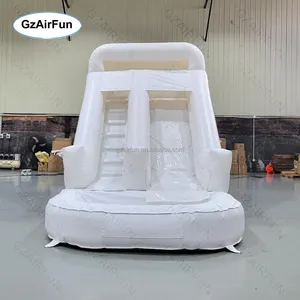 Custom commercial grade PVC removable slide white inflatable water slide with pool