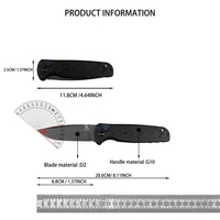 Couteau de poche HUAAO 4300 en acier D2 pour le camping, la chasse et l'EDC, haute dureté, pliable, manche en fibre G10, OEM