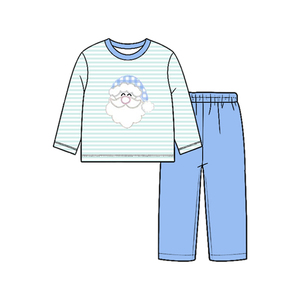 Tenues de Noël personnalisées en coton biologique à rayures de Père Noël pour bébés filles et garçons, vêtements festifs pour frères et sœurs, vêtements doux en gros - Product Image 4