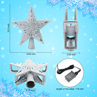 Weihnachts baum Topper beleuchtete Star Tree Topper mit LED rotierenden Schneeflocke Projektor Lichter 3D Hollow Silver Star Snow Tree Top