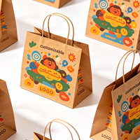 Sac à emporter jetable en kraft imperméable avec poignée renforcée pour les restaurants de restauration rapide, les magasins de fruits et les services de traiteur