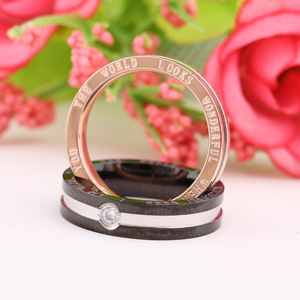 European American Style Minimalist Diamond <b>Ring</b> 5mm 4mm Two Tone Black Gold Engraved <b>Couple</b> <b>Rings</b> Valentine Gift For Women - Product Image 2