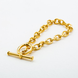 <b>Cross</b> <b>Chain</b> Gold Plated Ot Buckle Bracelet Unisex Fashion Jewelry Geometric Design - Product Image 4