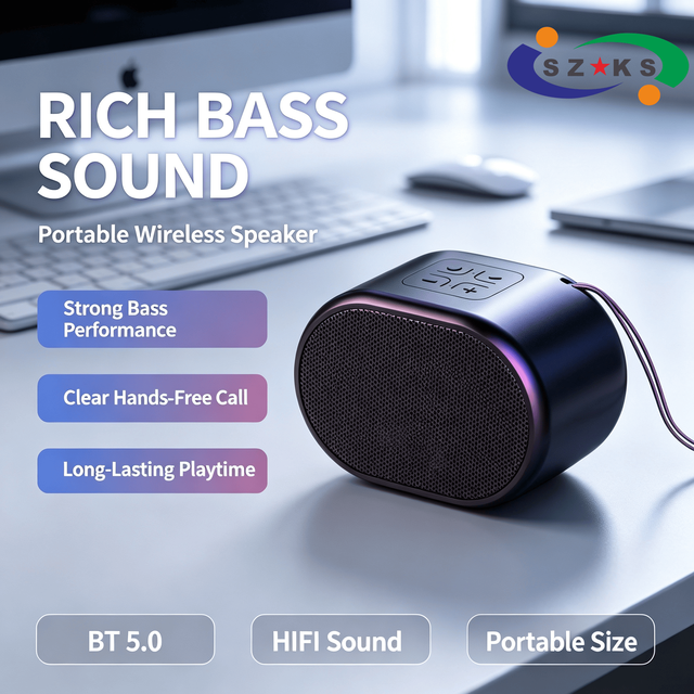2026 New B62 Compact Plastic Gift TWS Pairing BT 5.0 Heavy Bass Mini Wireless Speaker Built-in Mic TF Support 3W Output APP Aux