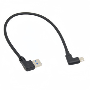 Usb 3.0 To Type C Data Cable Double Angle Right Angle For Computer Mobile Phone <b>Hard</b> <b>Drive</b> 0.25 0.5 1 Meter Black - Product Image 1