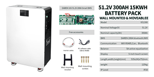 <b>48V</b> 16S 314AH 51.2V 15kWh 16KWH 8000 Cycles Lithium <b>Battery</b> for Home Solar Storage CANBUS/RS485 Off-grid Inverters - Product Image 2