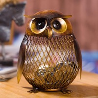 TOOARTS Boîte à monnaie en métal en forme de hibou Articles d'ameublement Artisanat