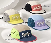Casquette de course personnalisée à logo découpé au laser, en nylon imperméable et à séchage rapide, 5 panneaux