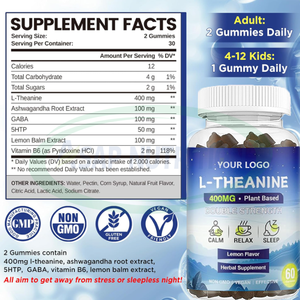 Ausreson Natuurlijke L Theanine Gummy Vitamine <span class=keywords><strong>B6</strong></span> Slaapsupplementen Slaaphulp Gaba Melatonine Ashwagunda En L-Theanine Gummies - Product Image 3