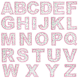 Bel modello di fiore rosa blu A-Z <span class=keywords><strong>disegno</strong></span> <span class=keywords><strong>alfabeto</strong></span> ferro su lettera ricamata Patch Applique per abbigliamento per bambini - Product Image 3