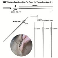 Stainless Steel Permanent 14/16/18G Insertion Pin Taper Threadless Jewelry Nostril Piercing Push Earrings Body Piercings Tool