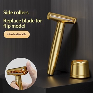 <span class=keywords><strong>Rasoir</strong></span> manuel vintage pour homme, style roller, double lame, lames en acier inoxydable, manche en métal, pour le rasage du visage et du corps, épilation - Product Image 2