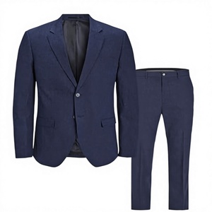 Combinaison pour homme <span class=keywords><strong>Jack</strong></span> & <span class=keywords><strong>Jones</strong></span> Jprriviera en lin, simple boutonnage, tissu TR, coupe ajustée, bleu marine foncé perlé, grandes tailles 68 - Product Image 3