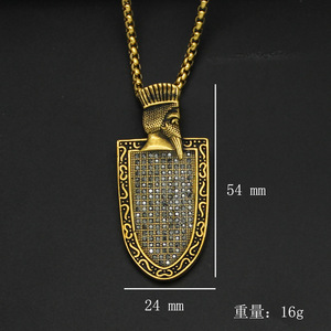 Hip Hop Obsidienne Bouclier Étanche Sans Ternissure En Acier Inoxydable 316l Bijoux De Mode Pendentif Colliers pour Homme Homme Hommes - Product Image 3