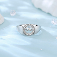 En gros 925 En argent Sterling dainty bijoux femmes bleu turc mal diable eye anneaux