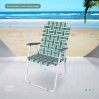 Chaise pliante de camping d'extérieur style bandage, vente directe usine, chaise de plage portable avec dossier, chaise de loisirs en métal pour bureau