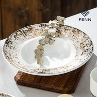 Service de table en céramique FENN de qualité supérieure avec un design texturé rétro, vaisselle pour la maison et l'hôtel, repas modernes et cadeaux