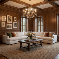 Ensemble de meubles de salon modernes pour l'intérieur, canapé à structure en bois avec coussins moelleux pour chambre d'hôtel