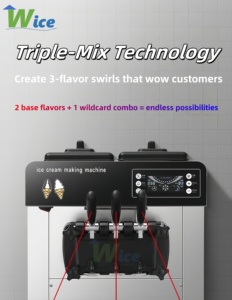 Machine à glace molle WICE double 6L avec lavage automatique, machine à glace commerciale à économie d'énergie pour les entreprises en démarrage, usage intensif - Product Image 6