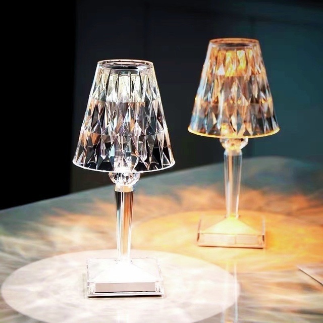 Nordic Warm Decorative Crystal Table Lamp for Bedroom USB Charging Cross-Border Bedside with Masonry DC Power Supply