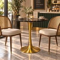 Pied de table en acier inoxydable brossé doré au design moderne, style tulipe, pour restaurant