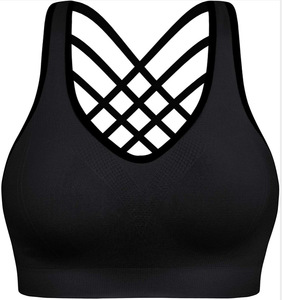 <span class=keywords><strong>Reggiseno</strong></span> da Yoga a compressione con cinturino posteriore Sexy <span class=keywords><strong>Push</strong></span>-<span class=keywords><strong>up</strong></span> <span class=keywords><strong>reggiseno</strong></span> da corsa per Fitness tinta unita bianca nera blu scuro - Product Image 2