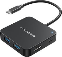 Station d'accueil USB-C 6-en-1 HB0706 4K*60Hz pour USB 3.2 Gen2 2.1 10 Gbps, charge PD 3.0 90W, adaptateur hub USB-C portable pour