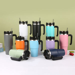 แก้วน้ำสแตนเลสเก็บความร้อนสองชั้น ขนาด 30 ออนซ์ 20 ออนซ์ พร้อมหลอดดูดและหูจับ สกรีนโลโก้ส่วนตัวได้ - Product Image 6