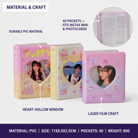 Album photo personnalisé Kpop en carton creux, 40 pochettes, avec porte-cartes, style mignon, pour photos, photocartes, Instax Mini Film