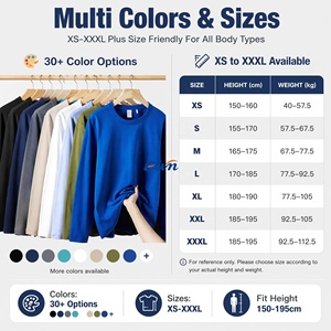 High Quality OEM ODM 250GSM Heavy Weight Woven Cotton Oversized Long Sleeve T Shirt Custom Logo Print for <b>Men</b> High Street - Product Image 1