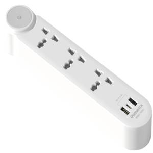 WISH Extension Cord 3 Outlets Universal Socket 10A 2000W PP Fire-Resistant Power Strip with 2 USB & 1 Type <b>C</b> Interface - Product Image 1