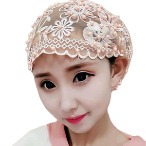Wholesale New Style Solid Muslim <b>Large</b> Floral Beach <b>Plush</b> Cap Versatile Headscarf Hat with Straps for Women Ethnic Hat - Product Image 1