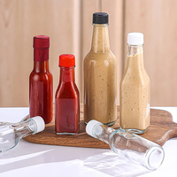 Bouteille en verre carrée transparente pour sauce chili, 100ml, 150ml, 250ml, avec couvercles en plastique – Vente en gros