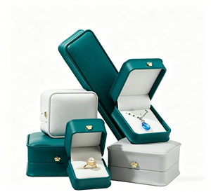 <b>Custom</b> logo Pu Leather <b>Custom</b> Bangle Bracelet Pendant <b>Ring</b> Necklace Jewelry Boxes with Crown Packaging Boxes Jewellery - Product Image 1