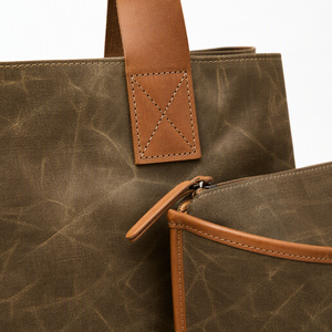 Bolsa Tote Vintage de Lona Encerada com Alças de Couro Crazy Horse, Compartimento para Laptop de 15,<span class=keywords><strong>6</strong></span> Polegadas e Bolso Traseiro Oculto - Product Image 4
