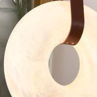 Suspension moderne simple en forme d'anneau en marbre alabastro, luminaire LED pour salle à manger et chambre