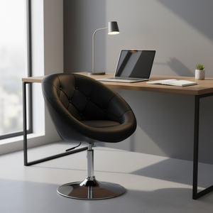 Sedia da Ufficio Girevole Moderna Imbottita in Pelle PU con Base Cromata e Altezza Regolabile Manualmente - Product Image 2