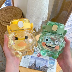Cute Pig And Duck Water <b>Bottle</b> For Kids With Straw Large Capacity Children's Drinkware Back To School Plastic Cup - Product Image 2
