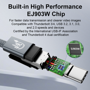 Cavo USB4 ULT-unite Coassiale 4K 144Hz 0.2m 0.8m 1m 40Gbps Intrecciato Type-C con Ricarica Rapida 240W Certificato - Product Image 3