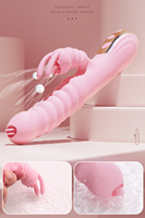 Zungen-Leck-Vibrator Rabbit-Vibrator Teleskopisch Schwingend Heizend 20 Vibrationsmodi USB-Aufladbar Silikon ABS Rosa