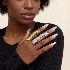 Cincin Terbuka yang Dapat Disesuaikan Bergaya Vintage untuk Wanita, Cincin Pelindung Jari, Aksesori Perhiasan Fashion - Product Image 1