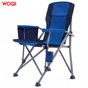 Chaise de camping pliable Woqi en aluminium et tissu Oxford bleu foncé avec sac isotherme, chaise de jardin - Product Image 3