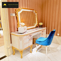 Table de toilette royale de luxe, design vintage, avec grand miroir mural pour chambre à coucher, hôtel, villa
