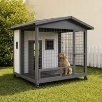 Villa pour chien en fer forgé d'extérieur pour chiens de taille moyenne à grande, résistante à la pluie et au vent, chaude, taille personnalisable, assemblage requis